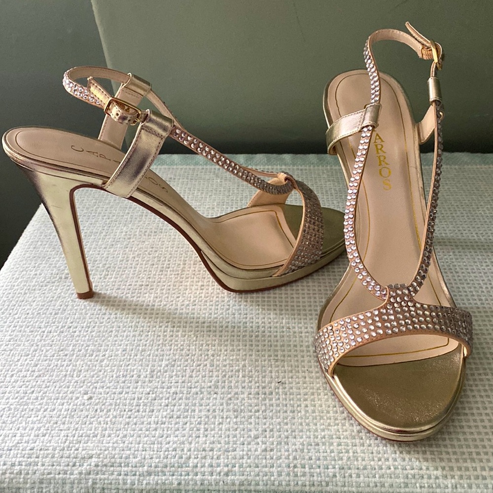 Caparros Horizon gold Metallic Rhinestone Heels